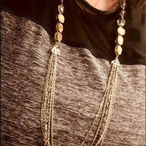 NWT Loft long silver mixed media necklace